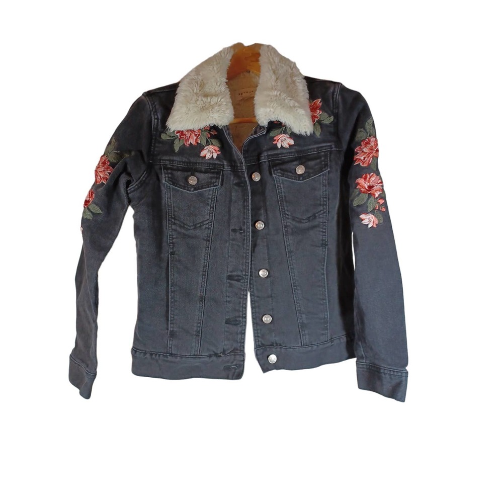 Pac Sun Sherpa Lined Black Jean Jacket Size M